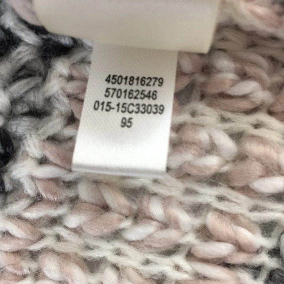 Chicos Duster Cardigan Womens 1 Medium Gray Pink Stripe Fringe Chunky Sweater - Picture 10 of 14